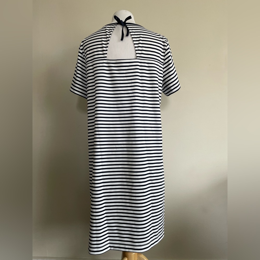 Draper James Sailor Stripe Ponte Shift Dress White & Navy Large - Picture 5 of 10